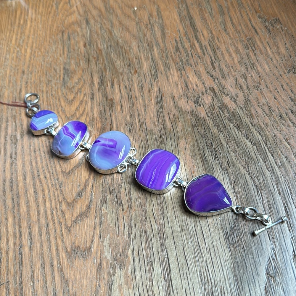 Artisan SS Bracelet Lace Purple Botswana Agate NWT